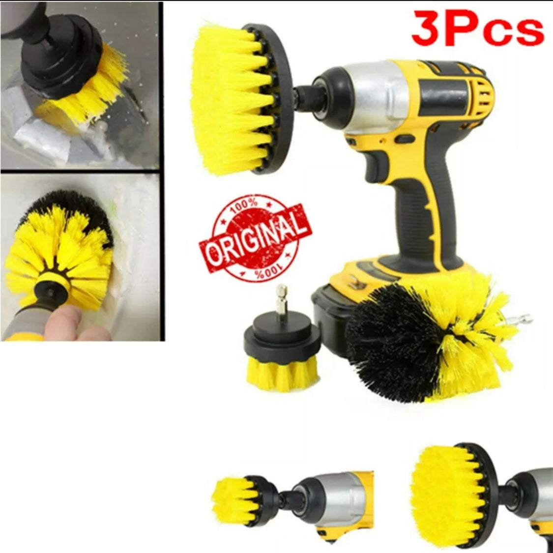 Tile Grout Power Scrubber Cleaning Brushes Cleaner Set For Electric Drills  3Pcs/set Color:blue 