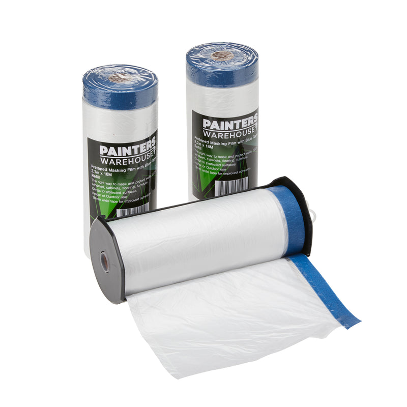 Pre-Taped Masking Film with Dispenser - 2.7m x 18m