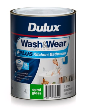 Dulux Interior Paint Wash&Wear +PLUS Kitchen & Bathroom Semi Gloss Vivid White