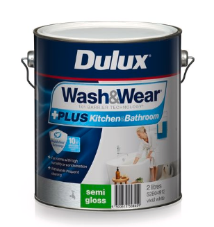 Dulux Interior Paint Wash&Wear +PLUS Kitchen & Bathroom Semi Gloss Vivid White