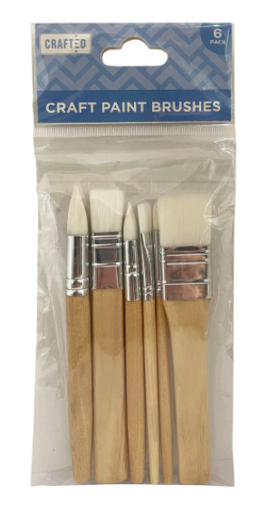 Crafted Assorted Paint Brushes - 6 Pack