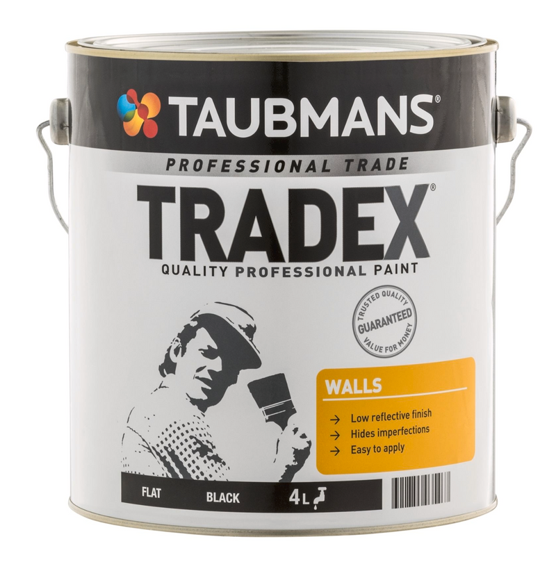 Taubmans 4L Tradex Black Flat Interior Wall Paint