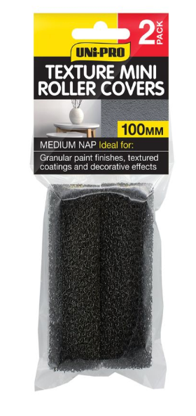 UNi-PRO 100mm Texture Mini Roller Covers - 2 Pack