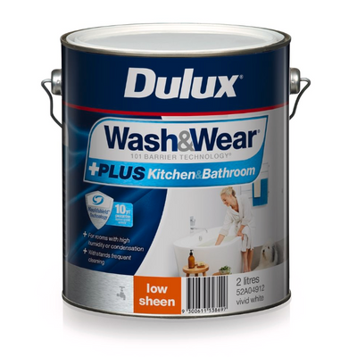 Dulux Interior Paint Wash&Wear +PLUS Kitchen & Bathroom Low Sheen Vivid White