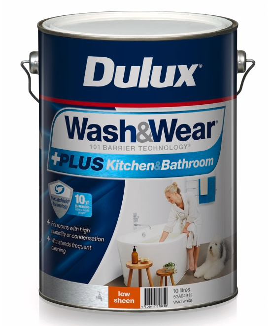 Dulux Interior Paint Wash&Wear +PLUS Kitchen & Bathroom Low Sheen Vivid White