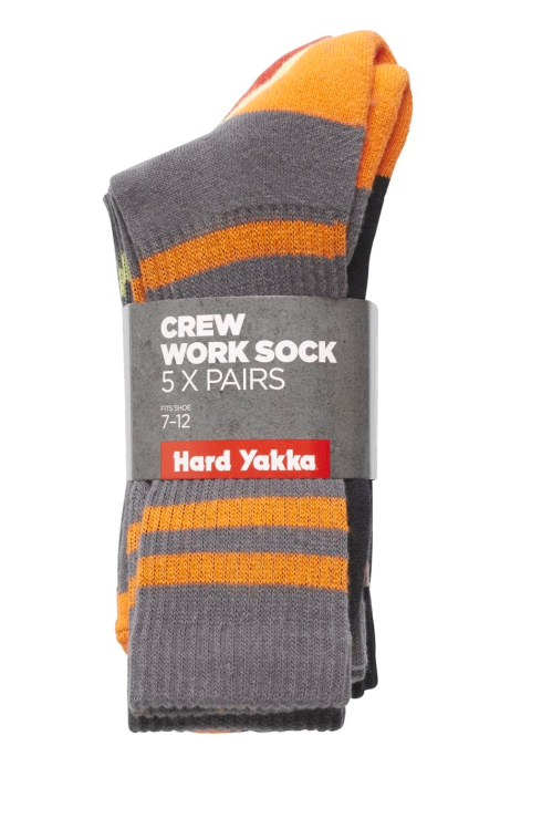 Hard Yakka Crew Work Socks - 5 Pack