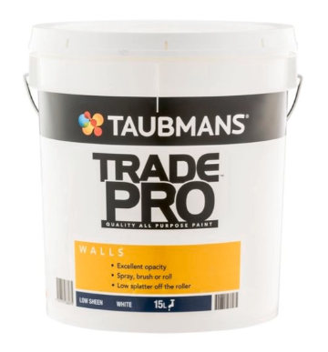 Taubmans 15L Trade Pro White Low Sheen Interior Wall Paint